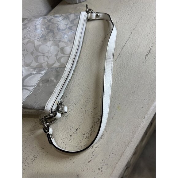 COACH (2008) GRAY WHITE Silver Patchwork Shoulder Hobo BAG 13496 - Picture 11 of 11